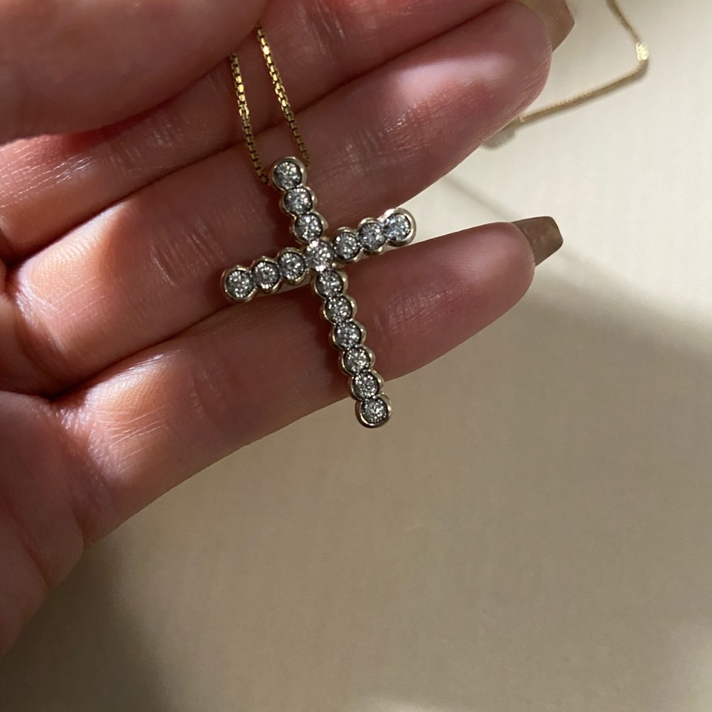 14k Gold Diamond cross Pendant